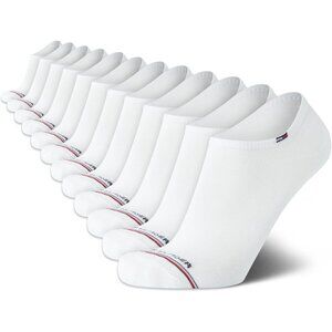 Men's White Stripe 12 Pack Cotton Blend Stretch Athletic Invisible Liner Socks